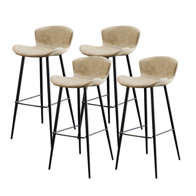 Modern Upholstered Stools with Metal Legs Matte Finish Indoor Counter & Bar Stools Yellow 4 Piece Set Clearhalo 'Bar Furniture' 'Bar Stools' 'bar_stools' 'furn' 'furn_bar_stools' 'Furniture' 'Kitchen & Dining Furniture' 6794311