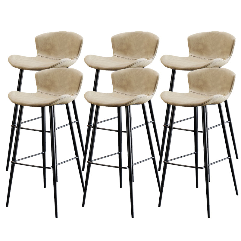 Modern Upholstered Stools with Metal Legs Matte Finish Indoor Counter & Bar Stools Yellow 6 Piece Set Clearhalo 'Bar Furniture' 'Bar Stools' 'bar_stools' 'furn' 'furn_bar_stools' 'Furniture' 'Kitchen & Dining Furniture' 6794313
