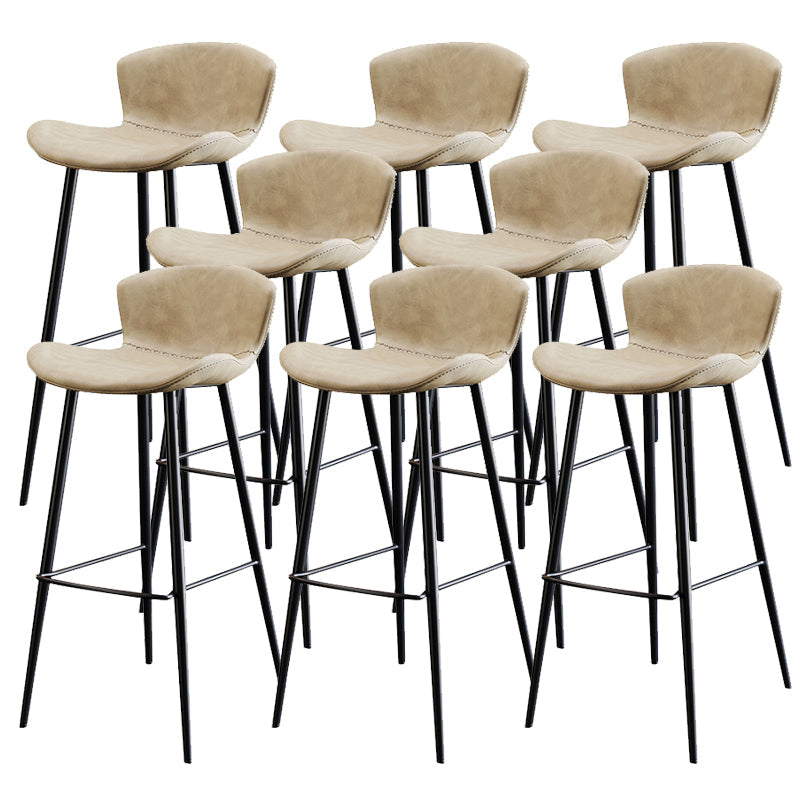 Modern Upholstered Stools with Metal Legs Matte Finish Indoor Counter & Bar Stools Yellow 8 Piece Set Clearhalo 'Bar Furniture' 'Bar Stools' 'bar_stools' 'furn' 'furn_bar_stools' 'Furniture' 'Kitchen & Dining Furniture' 6794315