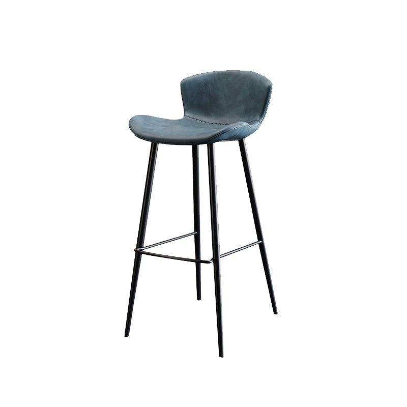 Modern Upholstered Stools with Metal Legs Matte Finish Indoor Counter & Bar Stools Blue 1 Piece Clearhalo 'Bar Furniture' 'Bar Stools' 'bar_stools' 'furn' 'furn_bar_stools' 'Furniture' 'Kitchen & Dining Furniture' 6794316