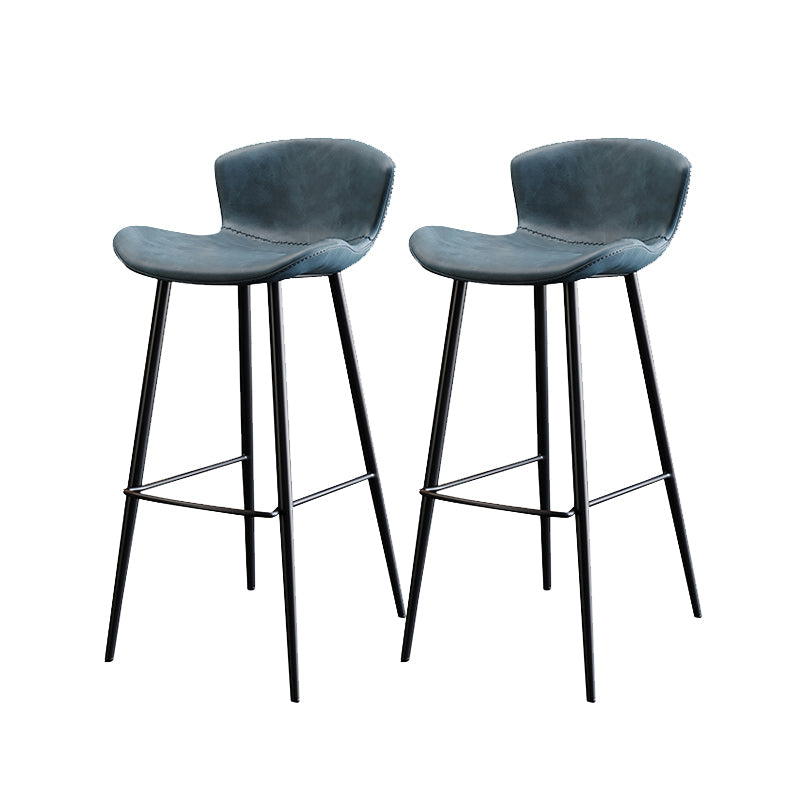 Modern Upholstered Stools with Metal Legs Matte Finish Indoor Counter & Bar Stools Blue 2 Piece Set Clearhalo 'Bar Furniture' 'Bar Stools' 'bar_stools' 'furn' 'furn_bar_stools' 'Furniture' 'Kitchen & Dining Furniture' 6794317