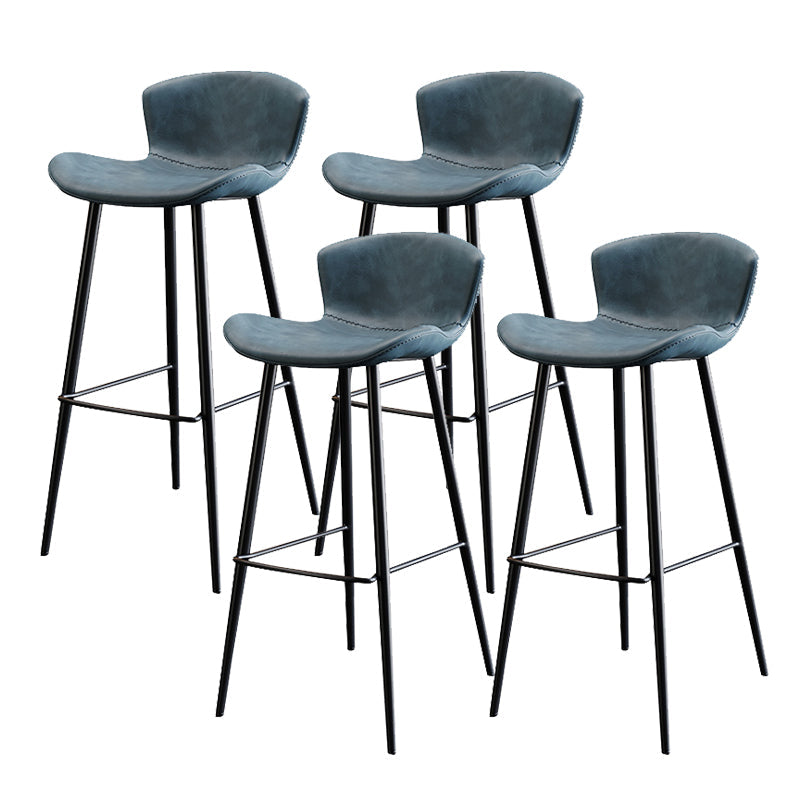 Modern Upholstered Stools with Metal Legs Matte Finish Indoor Counter & Bar Stools Blue 4 Piece Set Clearhalo 'Bar Furniture' 'Bar Stools' 'bar_stools' 'furn' 'furn_bar_stools' 'Furniture' 'Kitchen & Dining Furniture' 6794318