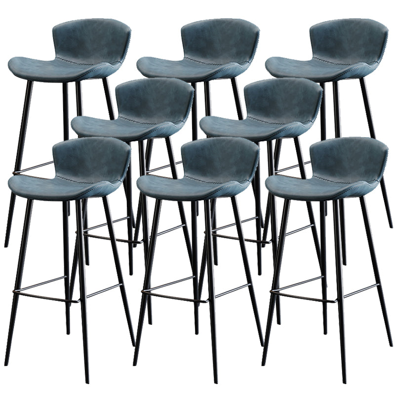 Modern Upholstered Stools with Metal Legs Matte Finish Indoor Counter & Bar Stools Blue 8 Piece Set Clearhalo 'Bar Furniture' 'Bar Stools' 'bar_stools' 'furn' 'furn_bar_stools' 'Furniture' 'Kitchen & Dining Furniture' 6794320