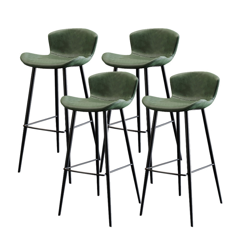 Modern Upholstered Stools with Metal Legs Matte Finish Indoor Counter & Bar Stools Green 4 Piece Set Clearhalo 'Bar Furniture' 'Bar Stools' 'bar_stools' 'furn' 'furn_bar_stools' 'Furniture' 'Kitchen & Dining Furniture' 6794323
