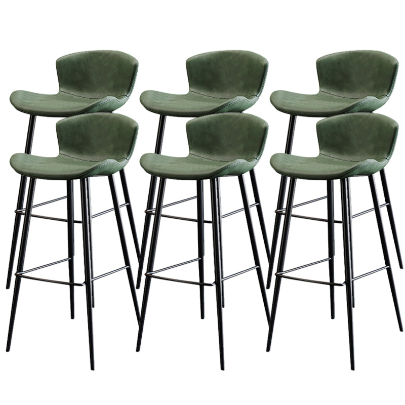Modern Upholstered Stools with Metal Legs Matte Finish Indoor Counter & Bar Stools Green 6 Piece Set Clearhalo 'Bar Furniture' 'Bar Stools' 'bar_stools' 'furn' 'furn_bar_stools' 'Furniture' 'Kitchen & Dining Furniture' 6794324