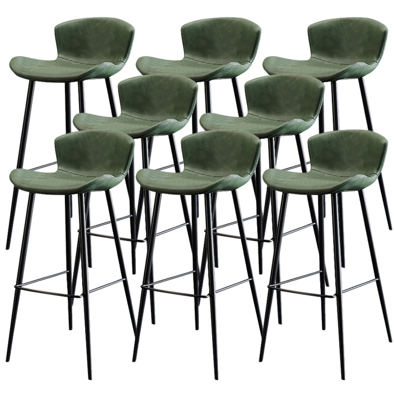 Modern Upholstered Stools with Metal Legs Matte Finish Indoor Counter & Bar Stools Green 8 Piece Set Clearhalo 'Bar Furniture' 'Bar Stools' 'bar_stools' 'furn' 'furn_bar_stools' 'Furniture' 'Kitchen & Dining Furniture' 6794325