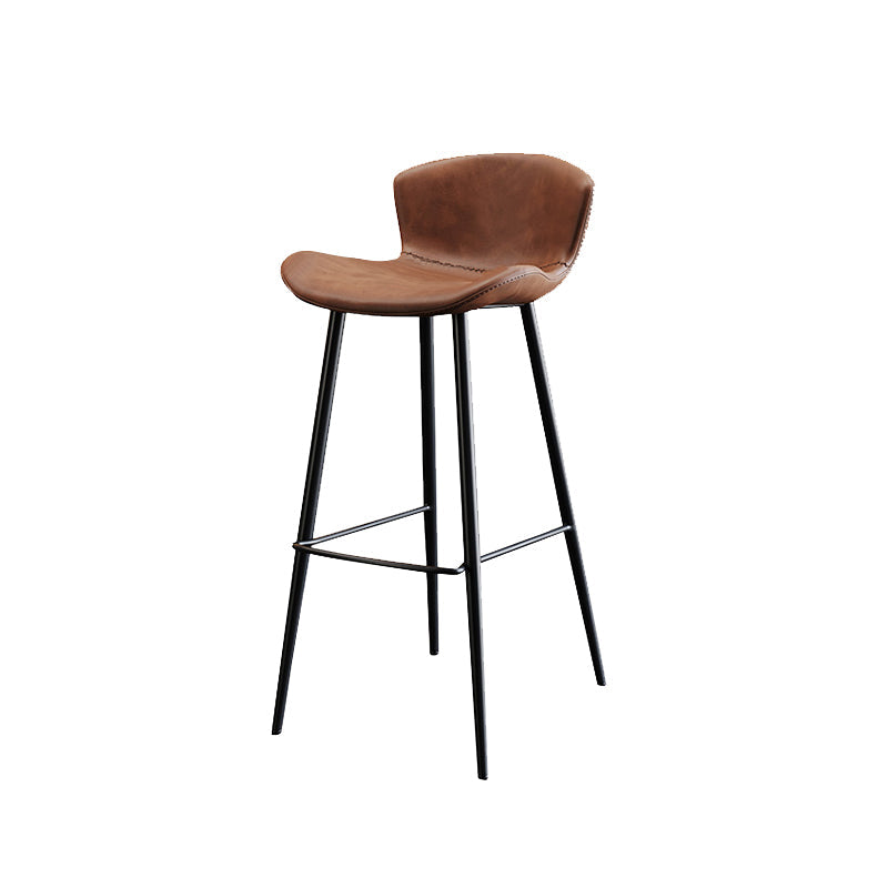 Modern Upholstered Stools with Metal Legs Matte Finish Indoor Counter & Bar Stools Brown 1 Piece Counter Stool(26"H) Clearhalo 'Bar Furniture' 'Bar Stools' 'bar_stools' 'furn' 'furn_bar_stools' 'Furniture' 'Kitchen & Dining Furniture' 6794326