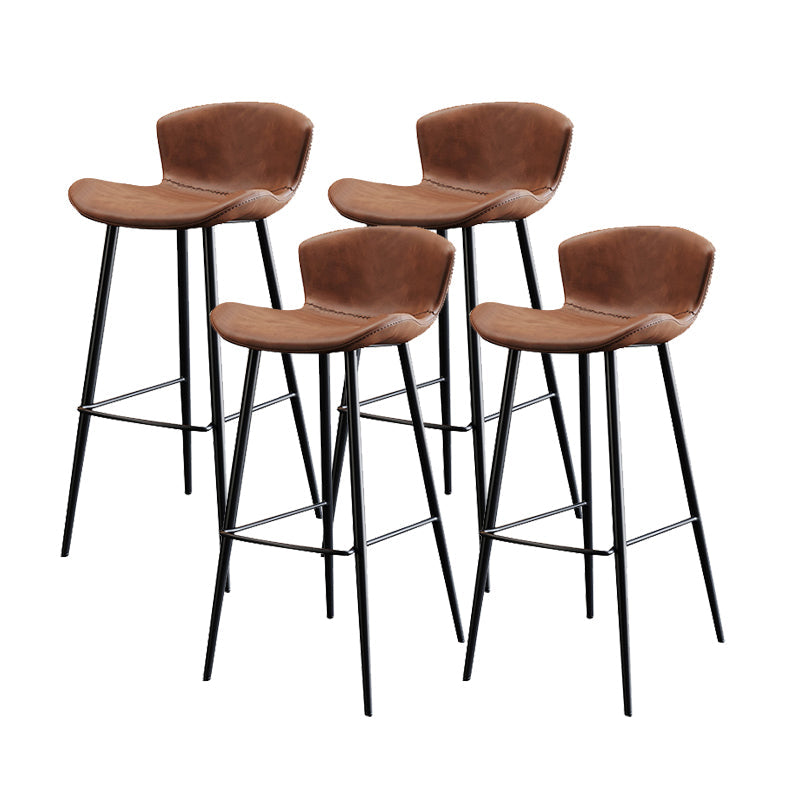 Modern Upholstered Stools with Metal Legs Matte Finish Indoor Counter & Bar Stools Brown 4 Piece Set Counter Stool(26"H) Clearhalo 'Bar Furniture' 'Bar Stools' 'bar_stools' 'furn' 'furn_bar_stools' 'Furniture' 'Kitchen & Dining Furniture' 6794328