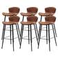 Modern Upholstered Stools with Metal Legs Matte Finish Indoor Counter & Bar Stools Brown 6 Piece Set Counter Stool(26"H) Clearhalo 'Bar Furniture' 'Bar Stools' 'bar_stools' 'furn' 'furn_bar_stools' 'Furniture' 'Kitchen & Dining Furniture' 6794329