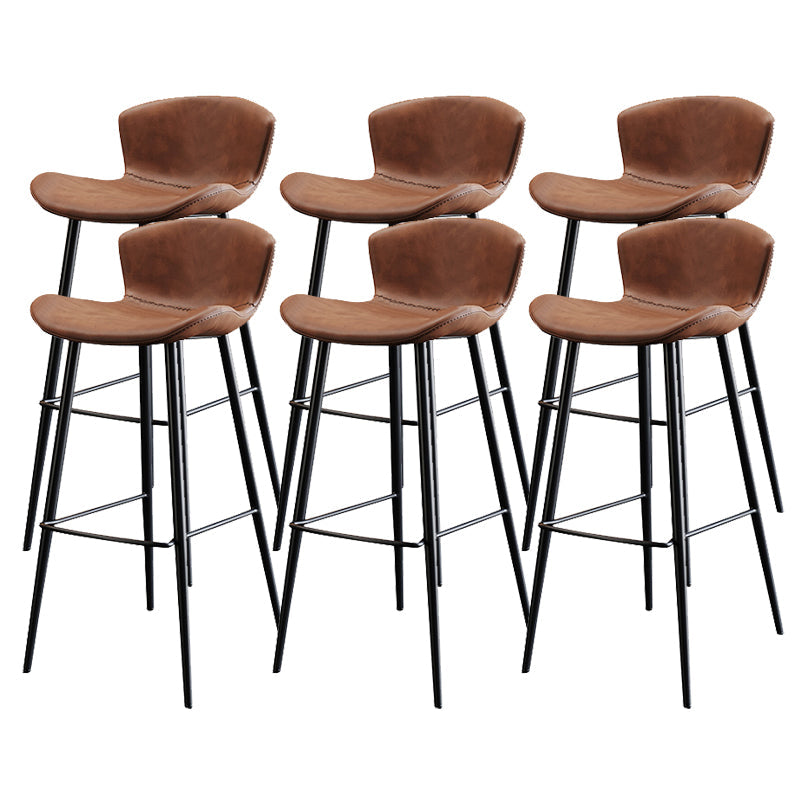 Modern Upholstered Stools with Metal Legs Matte Finish Indoor Counter & Bar Stools Brown 6 Piece Set Counter Stool(26"H) Clearhalo 'Bar Furniture' 'Bar Stools' 'bar_stools' 'furn' 'furn_bar_stools' 'Furniture' 'Kitchen & Dining Furniture' 6794329