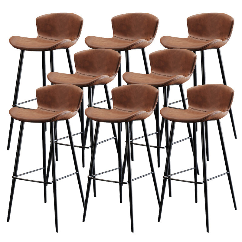 Modern Upholstered Stools with Metal Legs Matte Finish Indoor Counter & Bar Stools Brown 8 Piece Set Counter Stool(26"H) Clearhalo 'Bar Furniture' 'Bar Stools' 'bar_stools' 'furn' 'furn_bar_stools' 'Furniture' 'Kitchen & Dining Furniture' 6794330