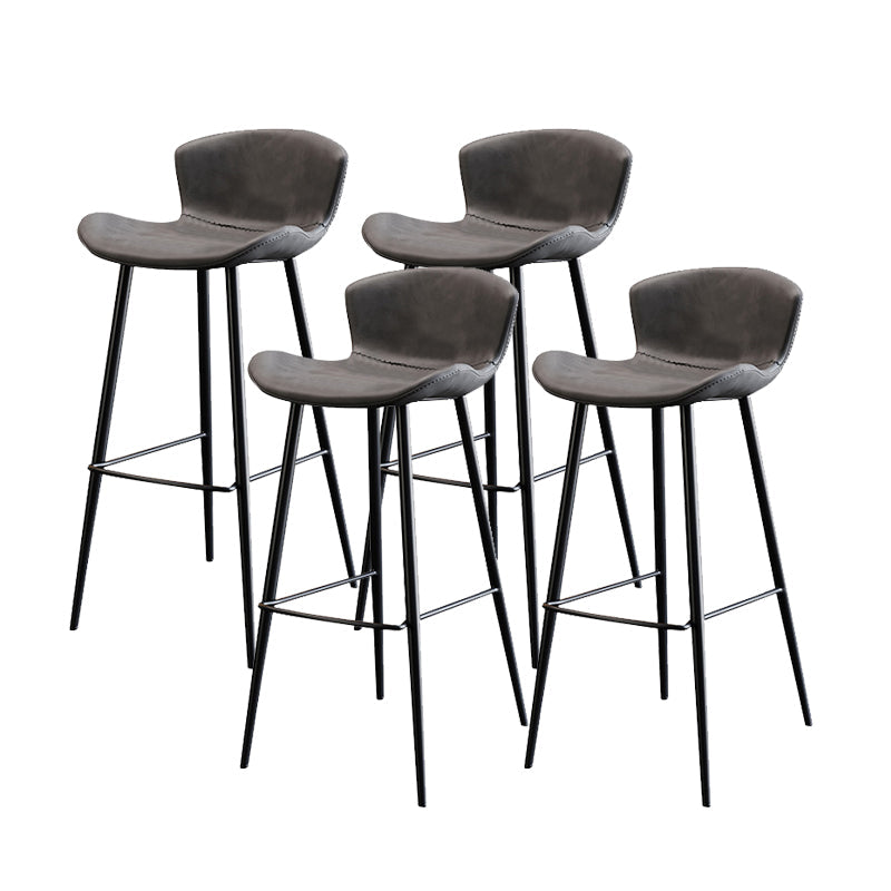 Modern Upholstered Stools with Metal Legs Matte Finish Indoor Counter & Bar Stools Dark Gray 4 Piece Set Clearhalo 'Bar Furniture' 'Bar Stools' 'bar_stools' 'furn' 'furn_bar_stools' 'Furniture' 'Kitchen & Dining Furniture' 6794333