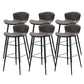 Modern Upholstered Stools with Metal Legs Matte Finish Indoor Counter & Bar Stools Dark Gray 6 Piece Set Clearhalo 'Bar Furniture' 'Bar Stools' 'bar_stools' 'furn' 'furn_bar_stools' 'Furniture' 'Kitchen & Dining Furniture' 6794334
