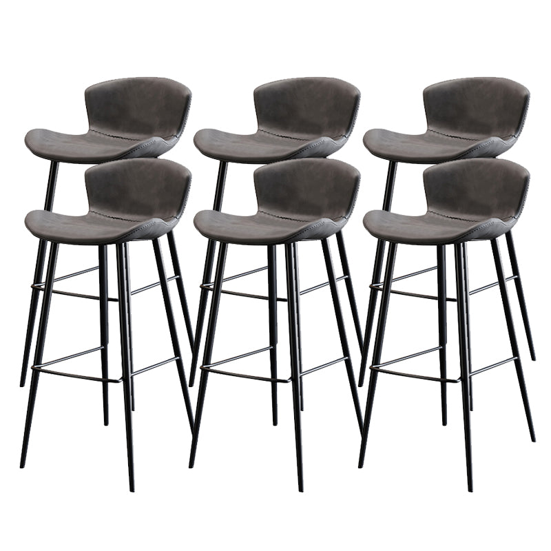 Modern Upholstered Stools with Metal Legs Matte Finish Indoor Counter & Bar Stools Dark Gray 6 Piece Set Clearhalo 'Bar Furniture' 'Bar Stools' 'bar_stools' 'furn' 'furn_bar_stools' 'Furniture' 'Kitchen & Dining Furniture' 6794334