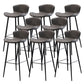Modern Upholstered Stools with Metal Legs Matte Finish Indoor Counter & Bar Stools Dark Gray 8 Piece Set Clearhalo 'Bar Furniture' 'Bar Stools' 'bar_stools' 'furn' 'furn_bar_stools' 'Furniture' 'Kitchen & Dining Furniture' 6794335
