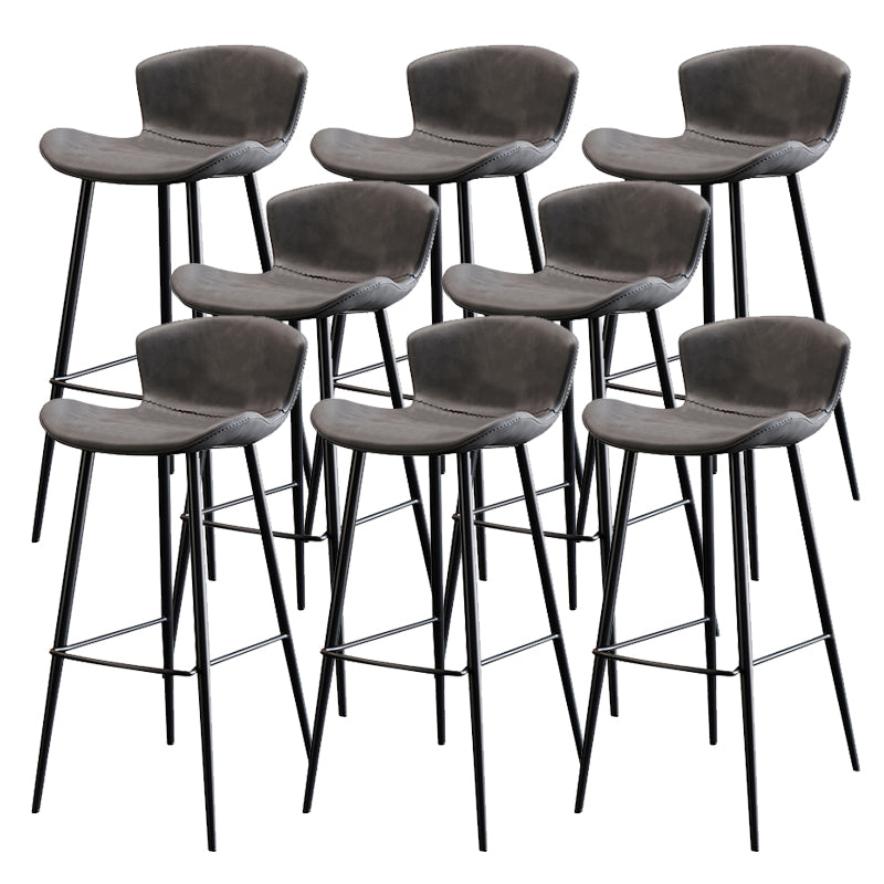 Modern Upholstered Stools with Metal Legs Matte Finish Indoor Counter & Bar Stools Dark Gray 8 Piece Set Clearhalo 'Bar Furniture' 'Bar Stools' 'bar_stools' 'furn' 'furn_bar_stools' 'Furniture' 'Kitchen & Dining Furniture' 6794335