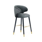 Glam Backrest Bar Stool Upholstered Counter Stool for Bristol with Wooden Legs Black 1 Piece Clearhalo 'Bar Furniture' 'Bar Stools' 'bar_stools' 'furn' 'furn_bar_stools' 'Furniture' 'Kitchen & Dining Furniture' 6794519