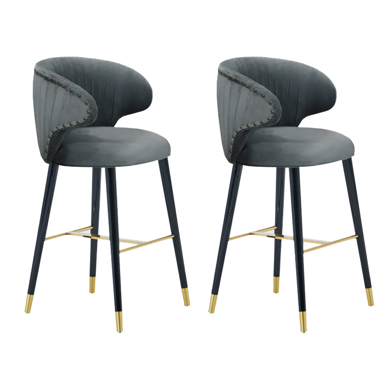 Glam Backrest Bar Stool Upholstered Counter Stool for Bristol with Wooden Legs Black 2 Piece Set Clearhalo 'Bar Furniture' 'Bar Stools' 'bar_stools' 'furn' 'furn_bar_stools' 'Furniture' 'Kitchen & Dining Furniture' 6794520