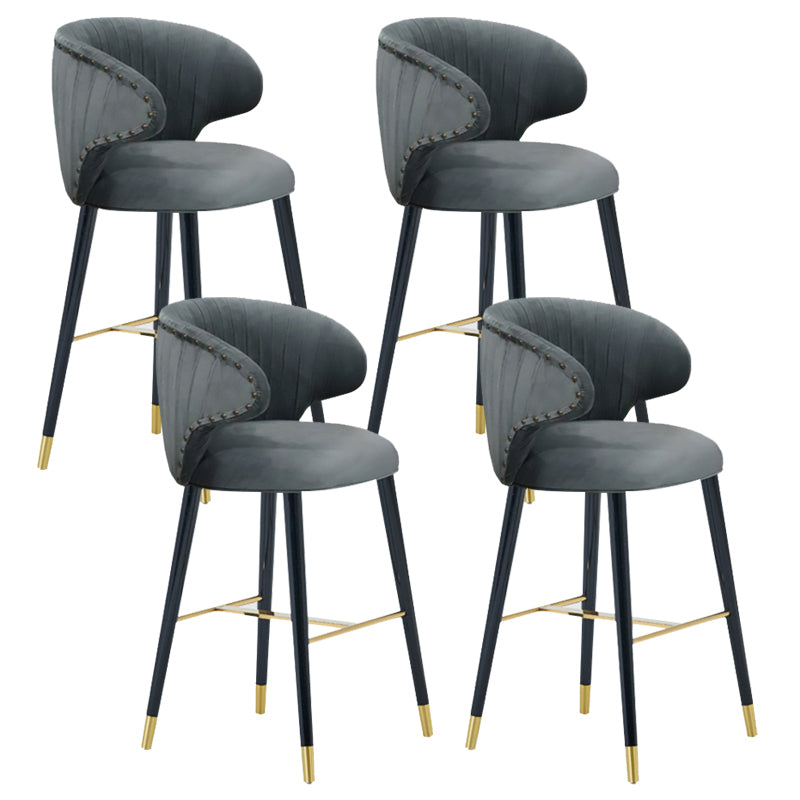 Glam Backrest Bar Stool Upholstered Counter Stool for Bristol with Wooden Legs Black 4 Piece Set Clearhalo 'Bar Furniture' 'Bar Stools' 'bar_stools' 'furn' 'furn_bar_stools' 'Furniture' 'Kitchen & Dining Furniture' 6794523