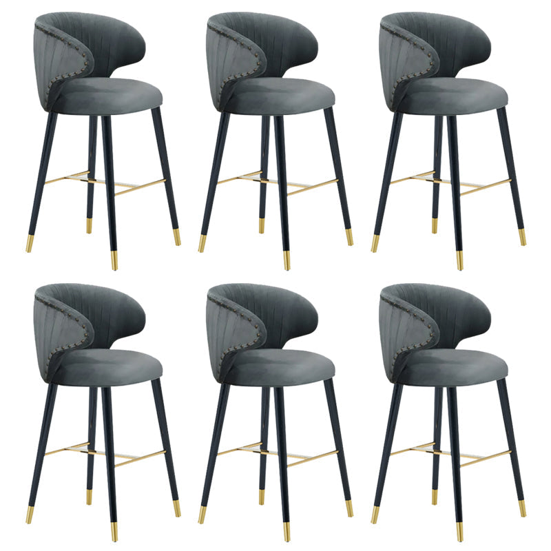 Glam Backrest Bar Stool Upholstered Counter Stool for Bristol with Wooden Legs Black 6 Piece Set Clearhalo 'Bar Furniture' 'Bar Stools' 'bar_stools' 'furn' 'furn_bar_stools' 'Furniture' 'Kitchen & Dining Furniture' 6794525