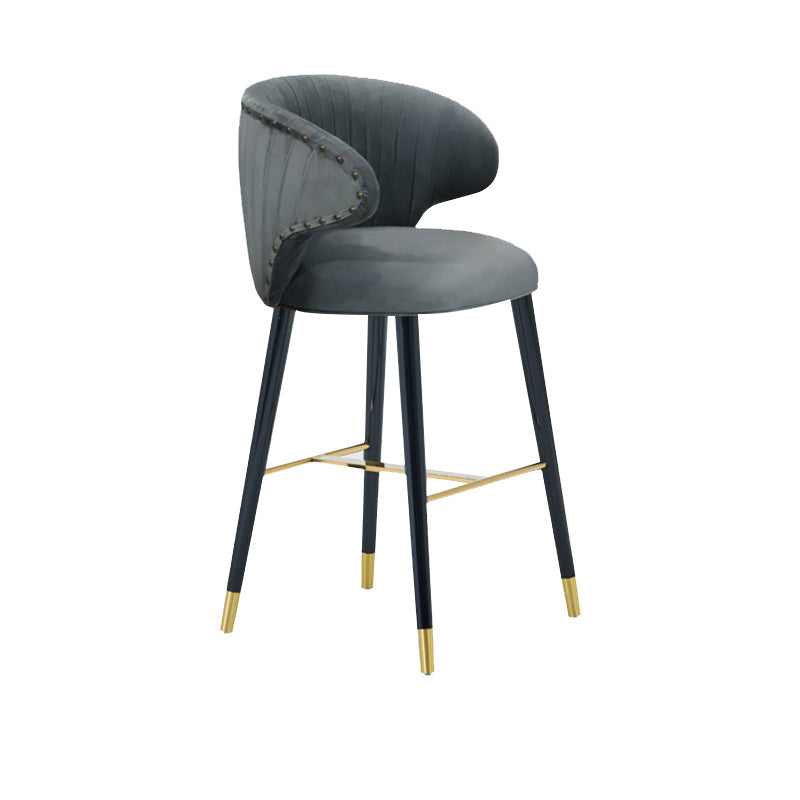 Glam Backrest Bar Stool Upholstered Counter Stool for Bristol with Wooden Legs Clearhalo 'Bar Furniture' 'Bar Stools' 'bar_stools' 'furn' 'furn_bar_stools' 'Furniture' 'Kitchen & Dining Furniture' 6794526