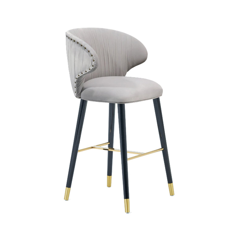 Glam Backrest Bar Stool Upholstered Counter Stool for Bristol with Wooden Legs Grey 1 Piece Clearhalo 'Bar Furniture' 'Bar Stools' 'bar_stools' 'furn' 'furn_bar_stools' 'Furniture' 'Kitchen & Dining Furniture' 6794529
