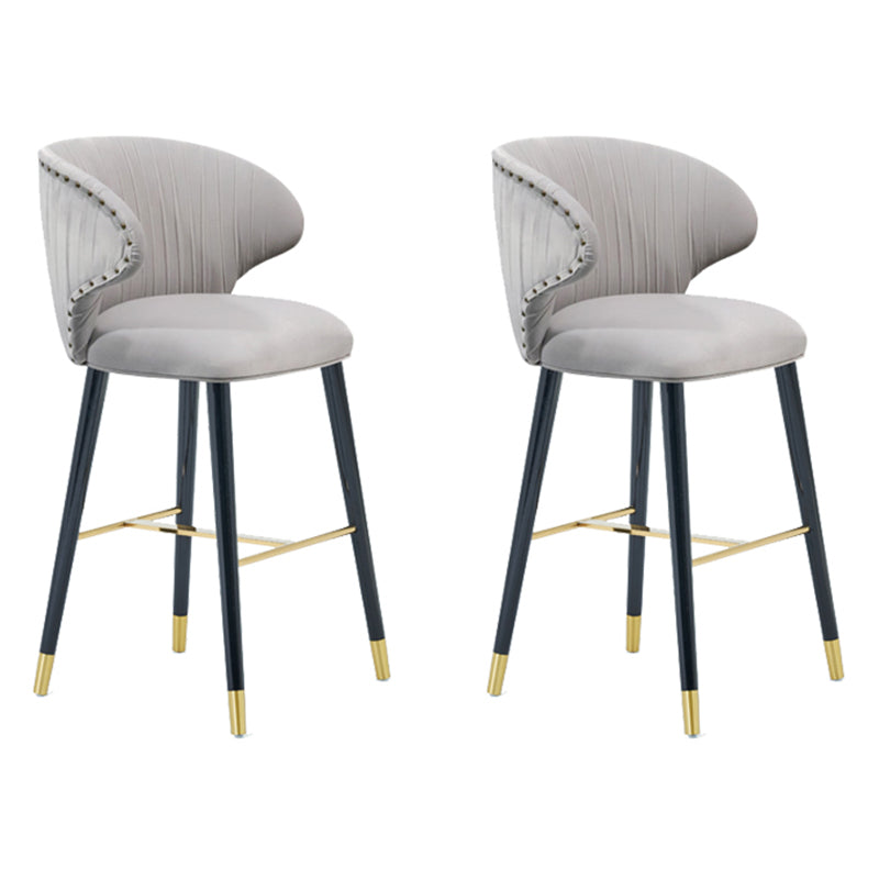 Glam Backrest Bar Stool Upholstered Counter Stool for Bristol with Wooden Legs Grey 2 Piece Set Clearhalo 'Bar Furniture' 'Bar Stools' 'bar_stools' 'furn' 'furn_bar_stools' 'Furniture' 'Kitchen & Dining Furniture' 6794530