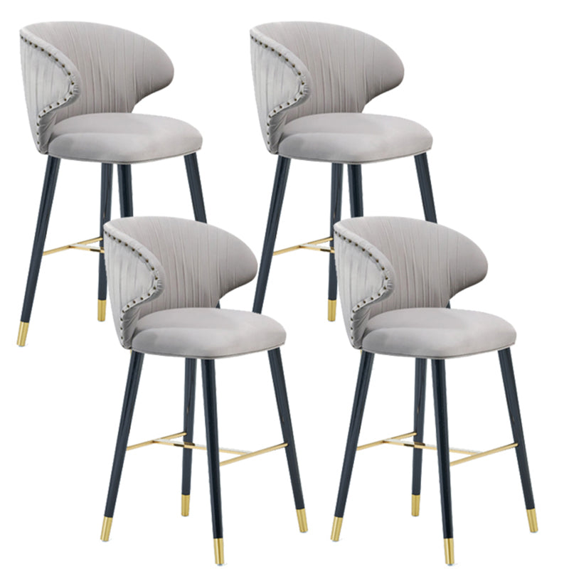 Glam Backrest Bar Stool Upholstered Counter Stool for Bristol with Wooden Legs Grey 4 Piece Set Clearhalo 'Bar Furniture' 'Bar Stools' 'bar_stools' 'furn' 'furn_bar_stools' 'Furniture' 'Kitchen & Dining Furniture' 6794532