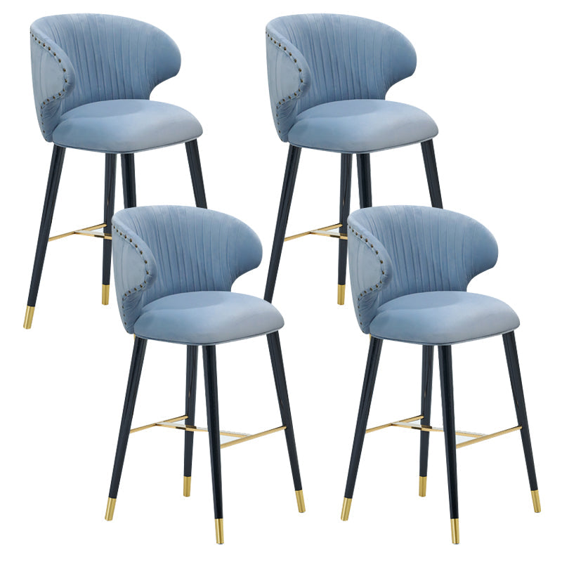 Glam Backrest Bar Stool Upholstered Counter Stool for Bristol with Wooden Legs Sky Blue 4 Piece Set Clearhalo 'Bar Furniture' 'Bar Stools' 'bar_stools' 'furn' 'furn_bar_stools' 'Furniture' 'Kitchen & Dining Furniture' 6794547