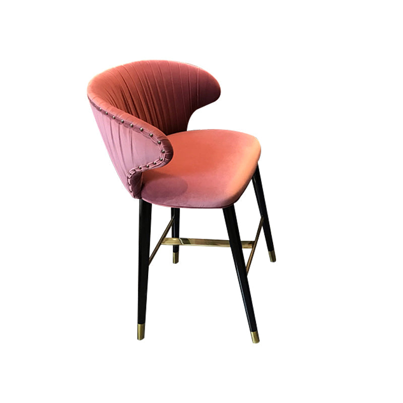 Glam Backrest Bar Stool Upholstered Counter Stool for Bristol with Wooden Legs Rose Red 1 Piece Clearhalo 'Bar Furniture' 'Bar Stools' 'bar_stools' 'furn' 'furn_bar_stools' 'Furniture' 'Kitchen & Dining Furniture' 6794550