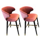Glam Backrest Bar Stool Upholstered Counter Stool for Bristol with Wooden Legs Rose Red 2 Piece Set Clearhalo 'Bar Furniture' 'Bar Stools' 'bar_stools' 'furn' 'furn_bar_stools' 'Furniture' 'Kitchen & Dining Furniture' 6794551