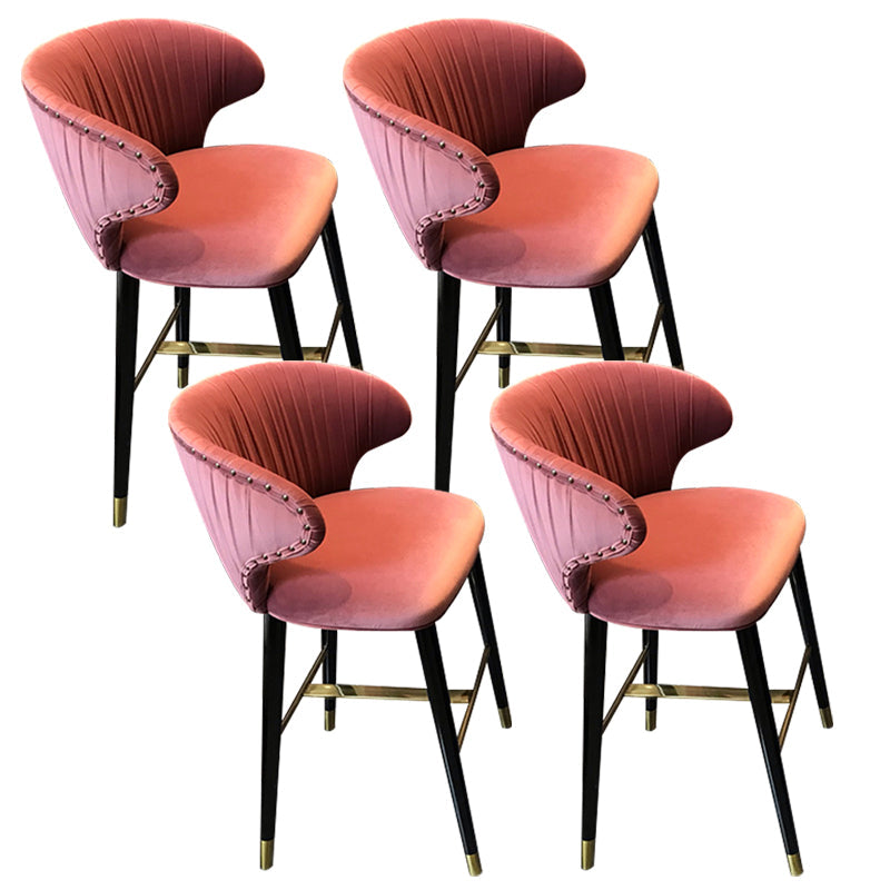 Glam Backrest Bar Stool Upholstered Counter Stool for Bristol with Wooden Legs Rose Red 4 Piece Set Clearhalo 'Bar Furniture' 'Bar Stools' 'bar_stools' 'furn' 'furn_bar_stools' 'Furniture' 'Kitchen & Dining Furniture' 6794552