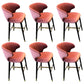 Glam Backrest Bar Stool Upholstered Counter Stool for Bristol with Wooden Legs Rose Red 6 Piece Set Clearhalo 'Bar Furniture' 'Bar Stools' 'bar_stools' 'furn' 'furn_bar_stools' 'Furniture' 'Kitchen & Dining Furniture' 6794553