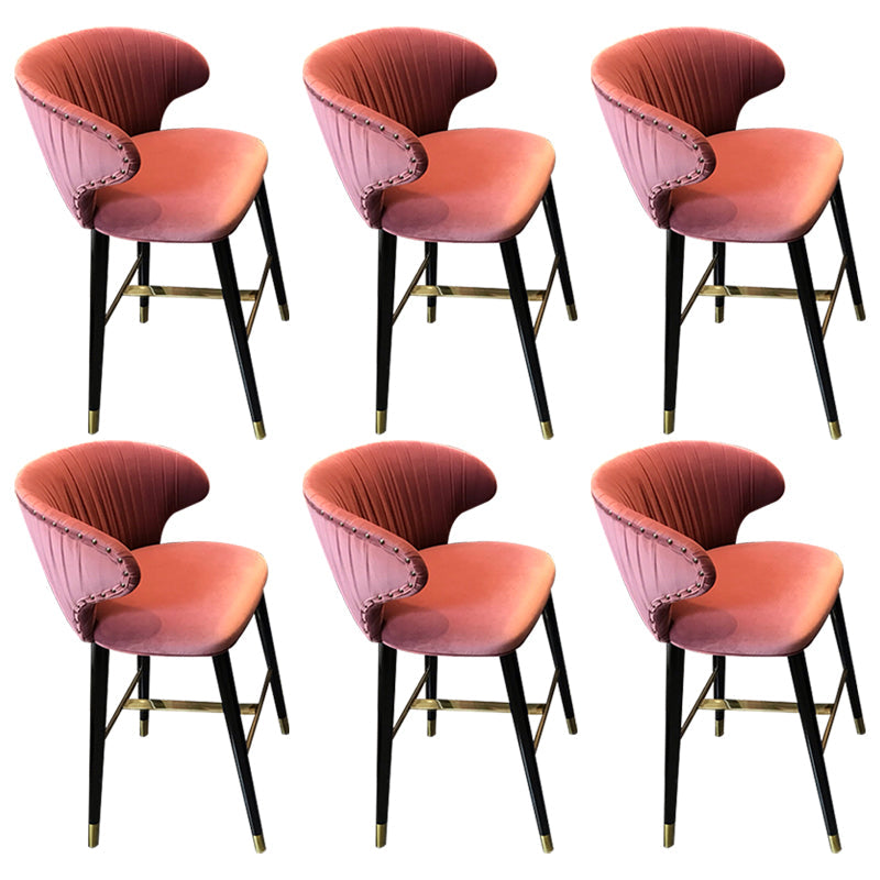 Glam Backrest Bar Stool Upholstered Counter Stool for Bristol with Wooden Legs Rose Red 6 Piece Set Clearhalo 'Bar Furniture' 'Bar Stools' 'bar_stools' 'furn' 'furn_bar_stools' 'Furniture' 'Kitchen & Dining Furniture' 6794553
