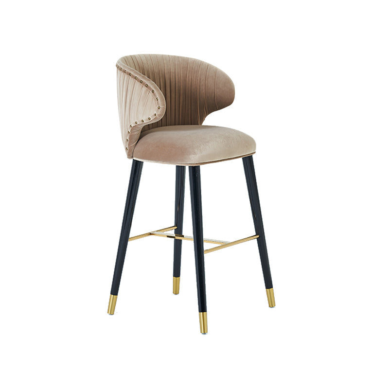 Glam Backrest Bar Stool Upholstered Counter Stool for Bristol with Wooden Legs Khaki 1 Piece Clearhalo 'Bar Furniture' 'Bar Stools' 'bar_stools' 'furn' 'furn_bar_stools' 'Furniture' 'Kitchen & Dining Furniture' 6794555