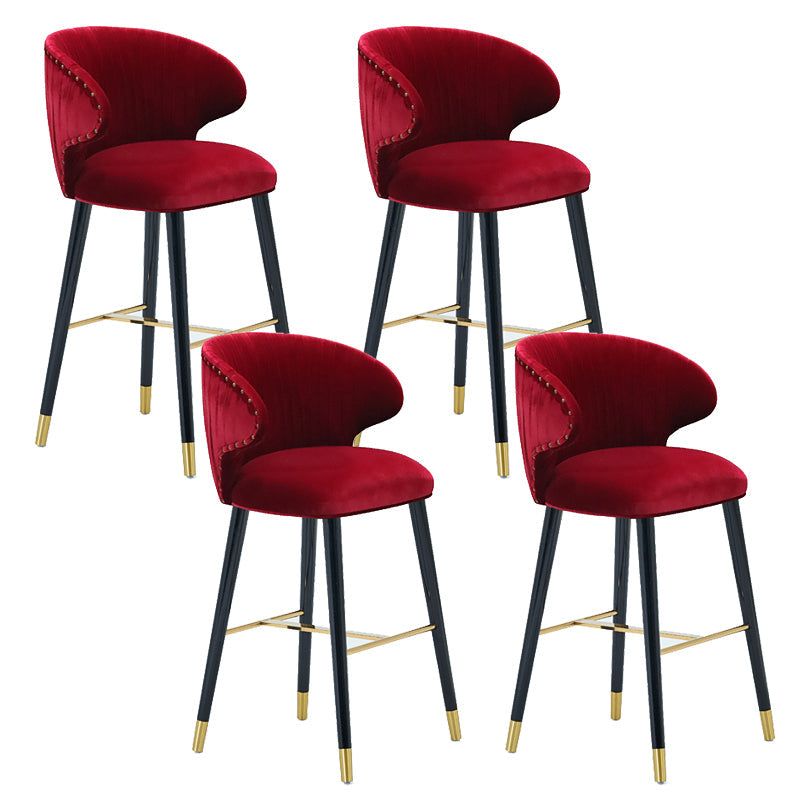 Glam Backrest Bar Stool Upholstered Counter Stool for Bristol with Wooden Legs Burgundy 4 Piece Set Clearhalo 'Bar Furniture' 'Bar Stools' 'bar_stools' 'furn' 'furn_bar_stools' 'Furniture' 'Kitchen & Dining Furniture' 6794562