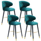 Glam Backrest Bar Stool Upholstered Counter Stool for Bristol with Wooden Legs Peacock Blue 4 Piece Set Clearhalo 'Bar Furniture' 'Bar Stools' 'bar_stools' 'furn' 'furn_bar_stools' 'Furniture' 'Kitchen & Dining Furniture' 6794567
