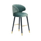 Glam Backrest Bar Stool Upholstered Counter Stool for Bristol with Wooden Legs Gray-Blue 1 Piece Clearhalo 'Bar Furniture' 'Bar Stools' 'bar_stools' 'furn' 'furn_bar_stools' 'Furniture' 'Kitchen & Dining Furniture' 6794570