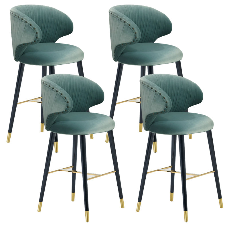 Glam Backrest Bar Stool Upholstered Counter Stool for Bristol with Wooden Legs Gray-Blue 4 Piece Set Clearhalo 'Bar Furniture' 'Bar Stools' 'bar_stools' 'furn' 'furn_bar_stools' 'Furniture' 'Kitchen & Dining Furniture' 6794572