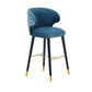 Glam Backrest Bar Stool Upholstered Counter Stool for Bristol with Wooden Legs Dark Blue 1 Piece Clearhalo 'Bar Furniture' 'Bar Stools' 'bar_stools' 'furn' 'furn_bar_stools' 'Furniture' 'Kitchen & Dining Furniture' 6794575