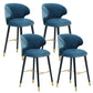 Glam Backrest Bar Stool Upholstered Counter Stool for Bristol with Wooden Legs Dark Blue 4 Piece Set Clearhalo 'Bar Furniture' 'Bar Stools' 'bar_stools' 'furn' 'furn_bar_stools' 'Furniture' 'Kitchen & Dining Furniture' 6794577
