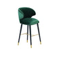 Glam Backrest Bar Stool Upholstered Counter Stool for Bristol with Wooden Legs Blackish Green 1 Piece Clearhalo 'Bar Furniture' 'Bar Stools' 'bar_stools' 'furn' 'furn_bar_stools' 'Furniture' 'Kitchen & Dining Furniture' 6794580
