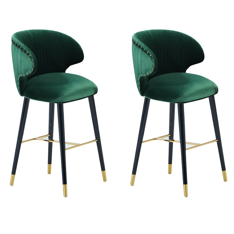 Glam Backrest Bar Stool Upholstered Counter Stool for Bristol with Wooden Legs Blackish Green 2 Piece Set Clearhalo 'Bar Furniture' 'Bar Stools' 'bar_stools' 'furn' 'furn_bar_stools' 'Furniture' 'Kitchen & Dining Furniture' 6794581