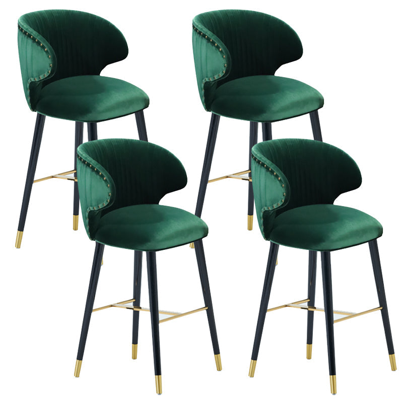 Glam Backrest Bar Stool Upholstered Counter Stool for Bristol with Wooden Legs Blackish Green 4 Piece Set Clearhalo 'Bar Furniture' 'Bar Stools' 'bar_stools' 'furn' 'furn_bar_stools' 'Furniture' 'Kitchen & Dining Furniture' 6794582