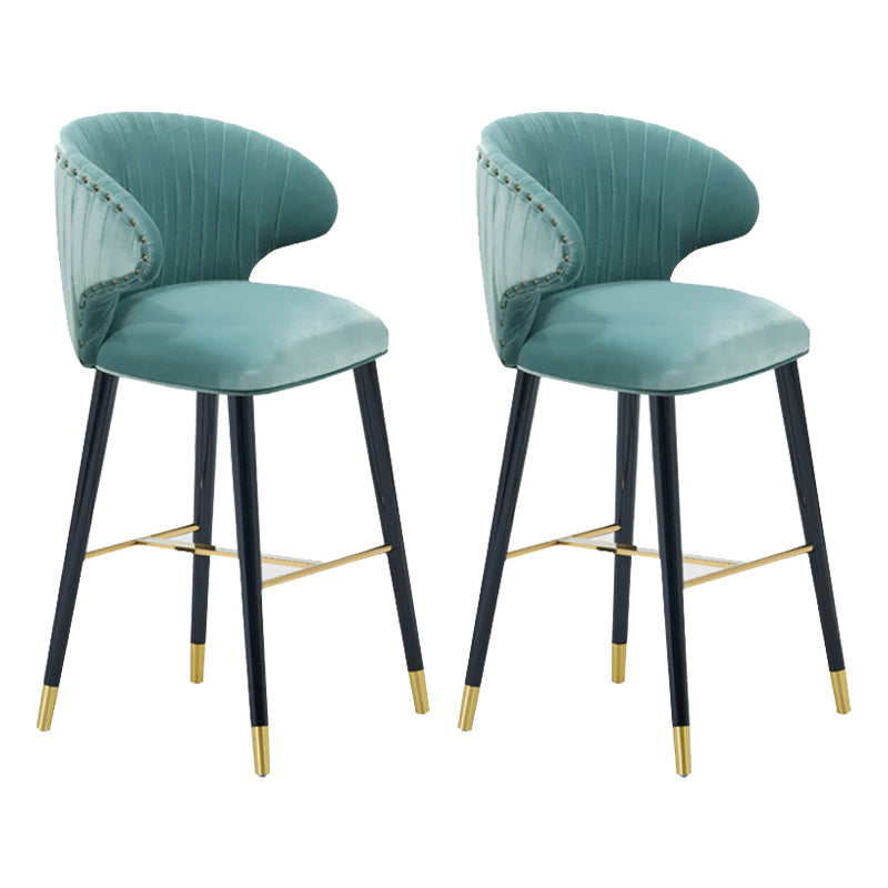 Glam Backrest Bar Stool Upholstered Counter Stool for Bristol with Wooden Legs Mint Green 2 Piece Set Clearhalo 'Bar Furniture' 'Bar Stools' 'bar_stools' 'furn' 'furn_bar_stools' 'Furniture' 'Kitchen & Dining Furniture' 6794586