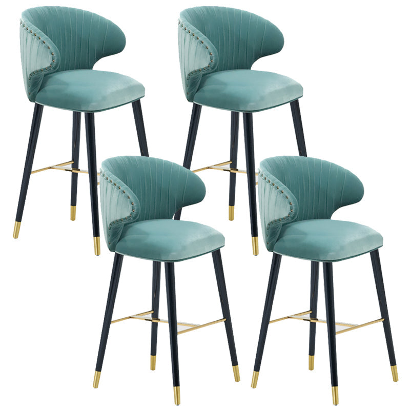 Glam Backrest Bar Stool Upholstered Counter Stool for Bristol with Wooden Legs Mint Green 4 Piece Set Clearhalo 'Bar Furniture' 'Bar Stools' 'bar_stools' 'furn' 'furn_bar_stools' 'Furniture' 'Kitchen & Dining Furniture' 6794587