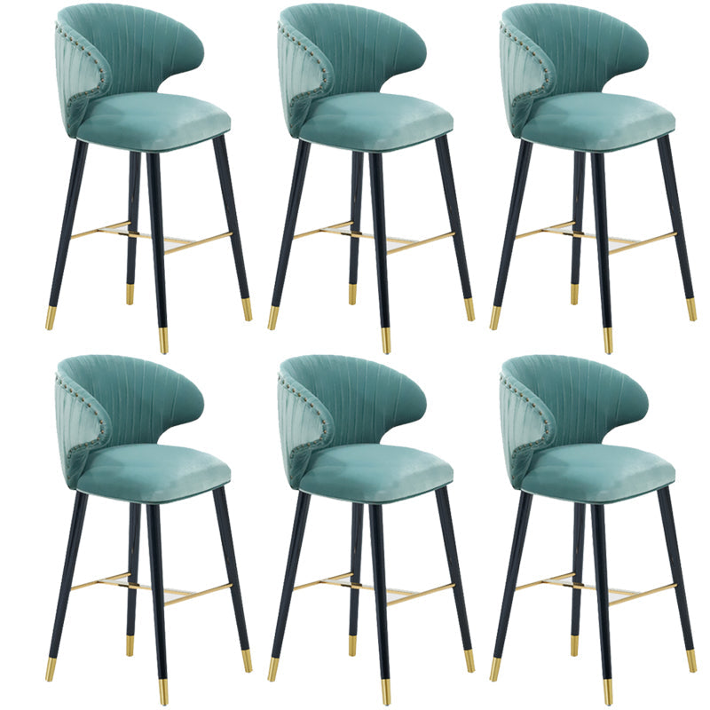 Glam Backrest Bar Stool Upholstered Counter Stool for Bristol with Wooden Legs Mint Green 6 Piece Set Clearhalo 'Bar Furniture' 'Bar Stools' 'bar_stools' 'furn' 'furn_bar_stools' 'Furniture' 'Kitchen & Dining Furniture' 6794588