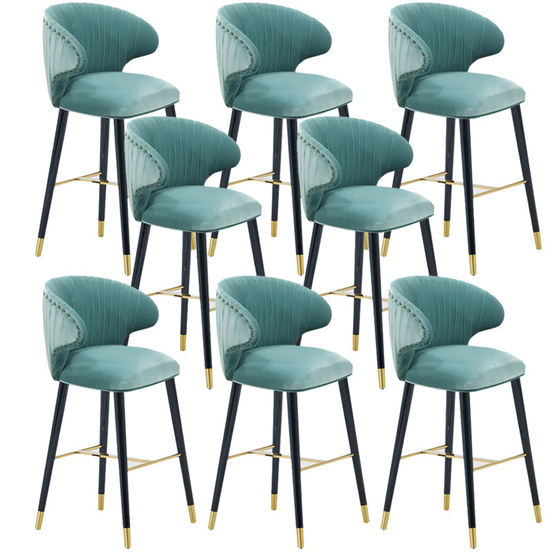 Glam Backrest Bar Stool Upholstered Counter Stool for Bristol with Wooden Legs Mint Green 8 Piece Set Clearhalo 'Bar Furniture' 'Bar Stools' 'bar_stools' 'furn' 'furn_bar_stools' 'Furniture' 'Kitchen & Dining Furniture' 6794589