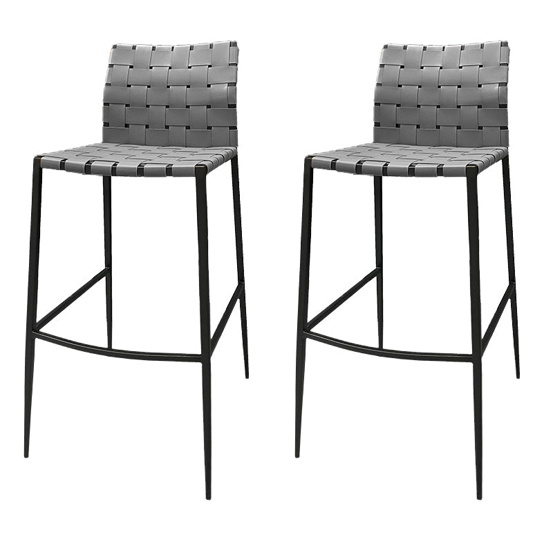 Modern Backrest Bar Stool Leather Counter Stool for Living Room Gray 2 Piece Set Clearhalo 'Bar Furniture' 'Bar Stools' 'bar_stools' 'furn' 'furn_bar_stools' 'Furniture' 'Kitchen & Dining Furniture' 6794640