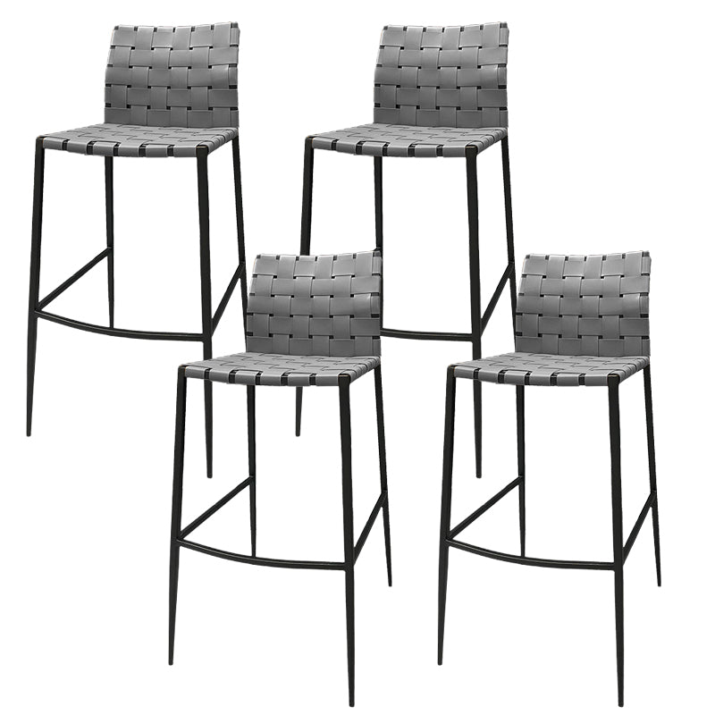Modern Backrest Bar Stool Leather Counter Stool for Living Room Gray 4 Piece Set Clearhalo 'Bar Furniture' 'Bar Stools' 'bar_stools' 'furn' 'furn_bar_stools' 'Furniture' 'Kitchen & Dining Furniture' 6794642